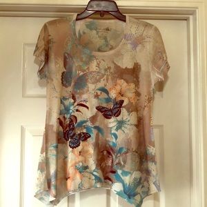 Jane Ashley shortsleeved printed top, small